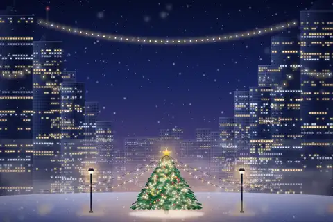 Snowy City Lights