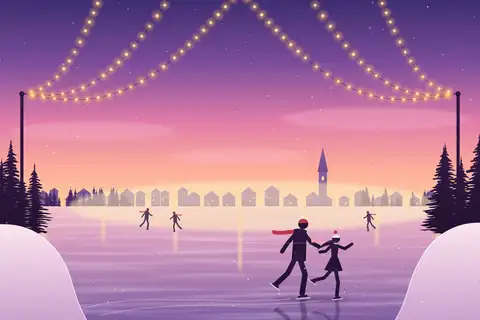 Couple Skating at Dusk