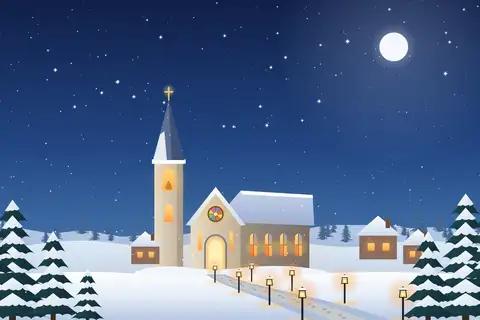 Village Church in Snow